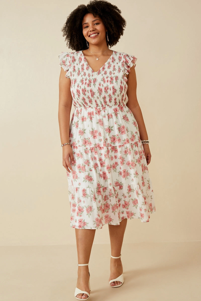 Floral Chiffon Smocked Tank Dress Graceful Touch
