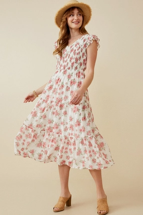 Floral Chiffon Smocked Tank Dress Mature Glam