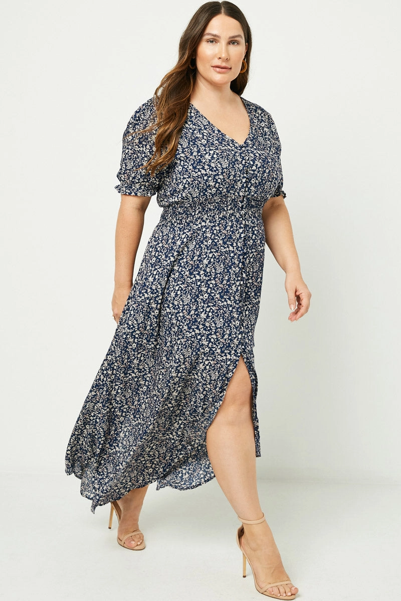 Floral Ruched Waist Maxi Dress Birthday-Celebration