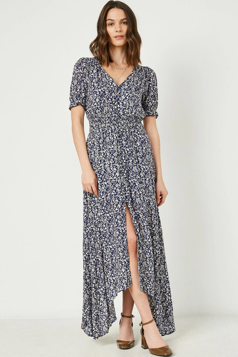 Floral Ruched Waist Maxi Dress Soft Shape