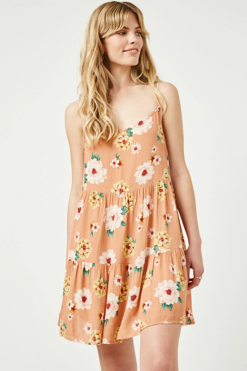 Floral Tiered Sleeveless Swing Dress Easy Wrap Kind Light