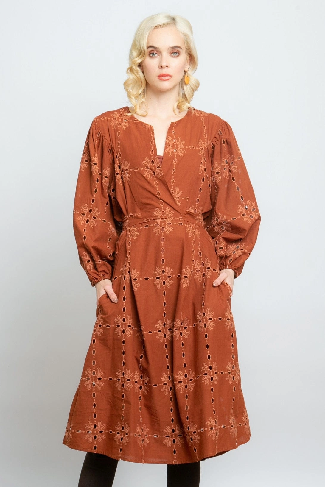 Florence Midi Dress - Cotton Eyelet Sedona Low Shine