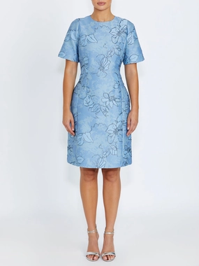 Florita Blue Floral Dress Elegant Attire