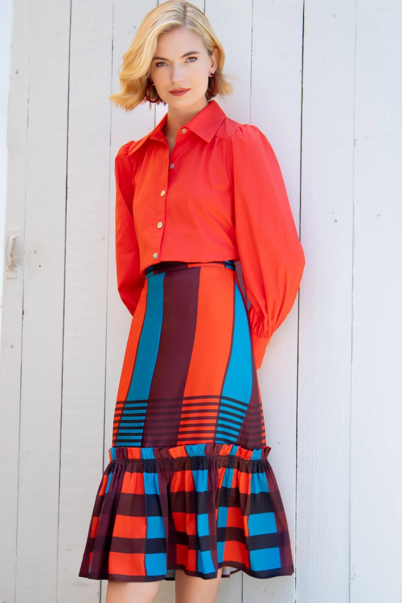 Flounced Midi Skirt Cozy Vibe