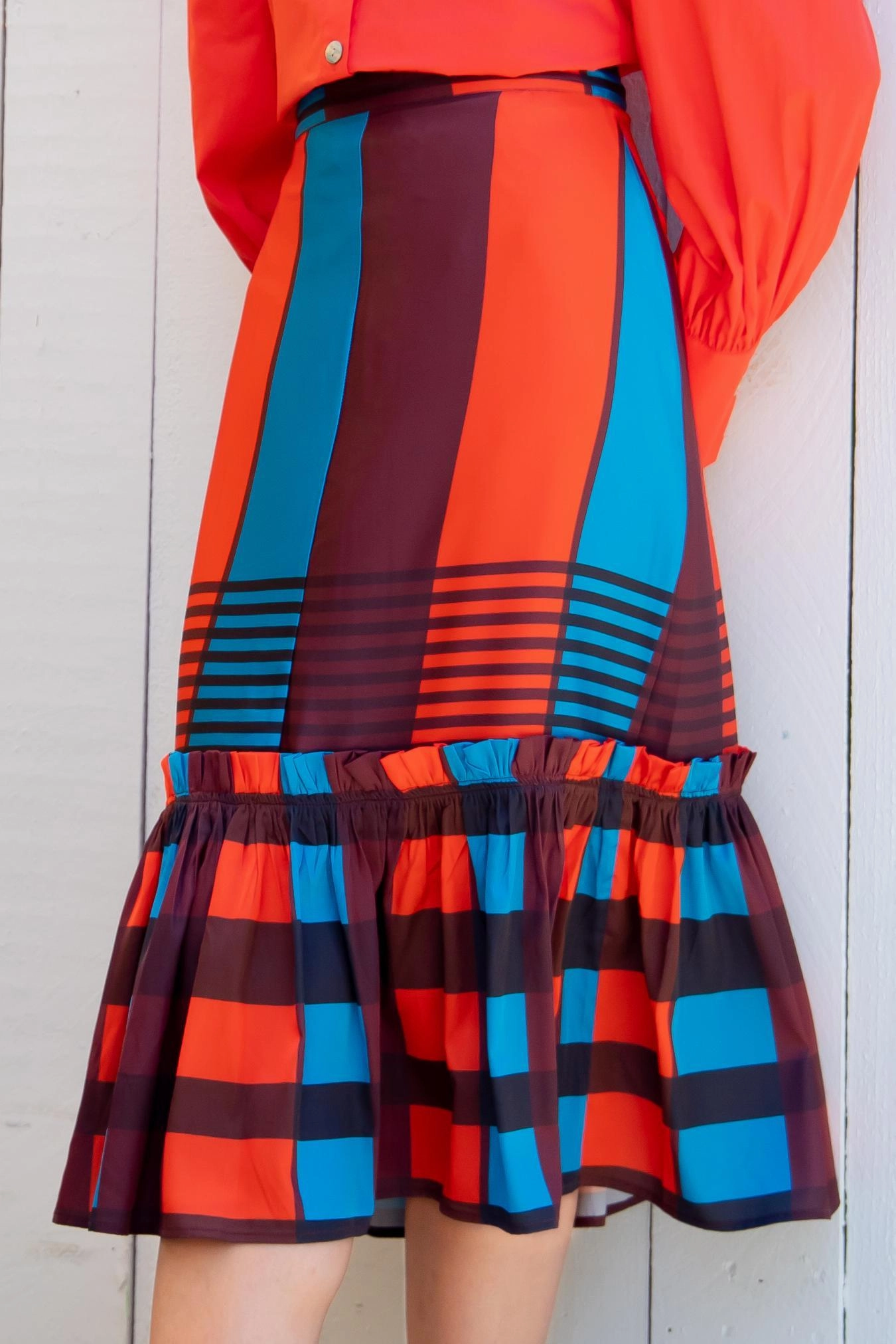 Flounced Midi Skirt Cozy Vibe