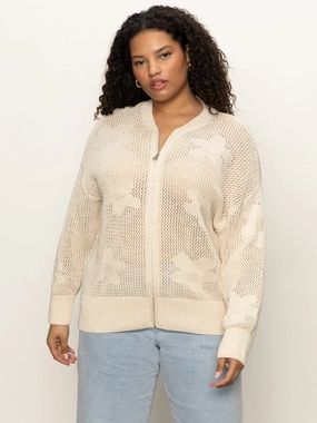 Flower Pop Open Stitch Jacket Eco Natural Extended Sizing Winter Fashion