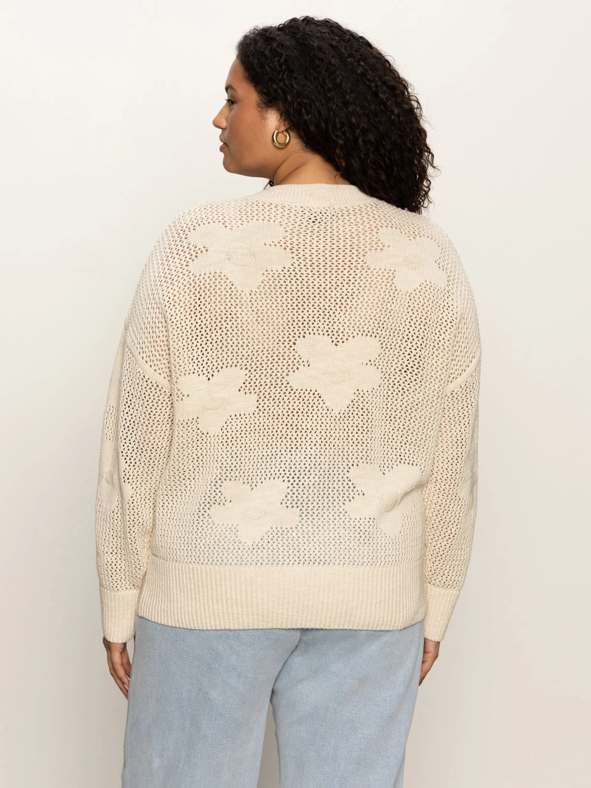 Flower Pop Open Stitch Jacket Eco Natural Extended Sizing Street Smart