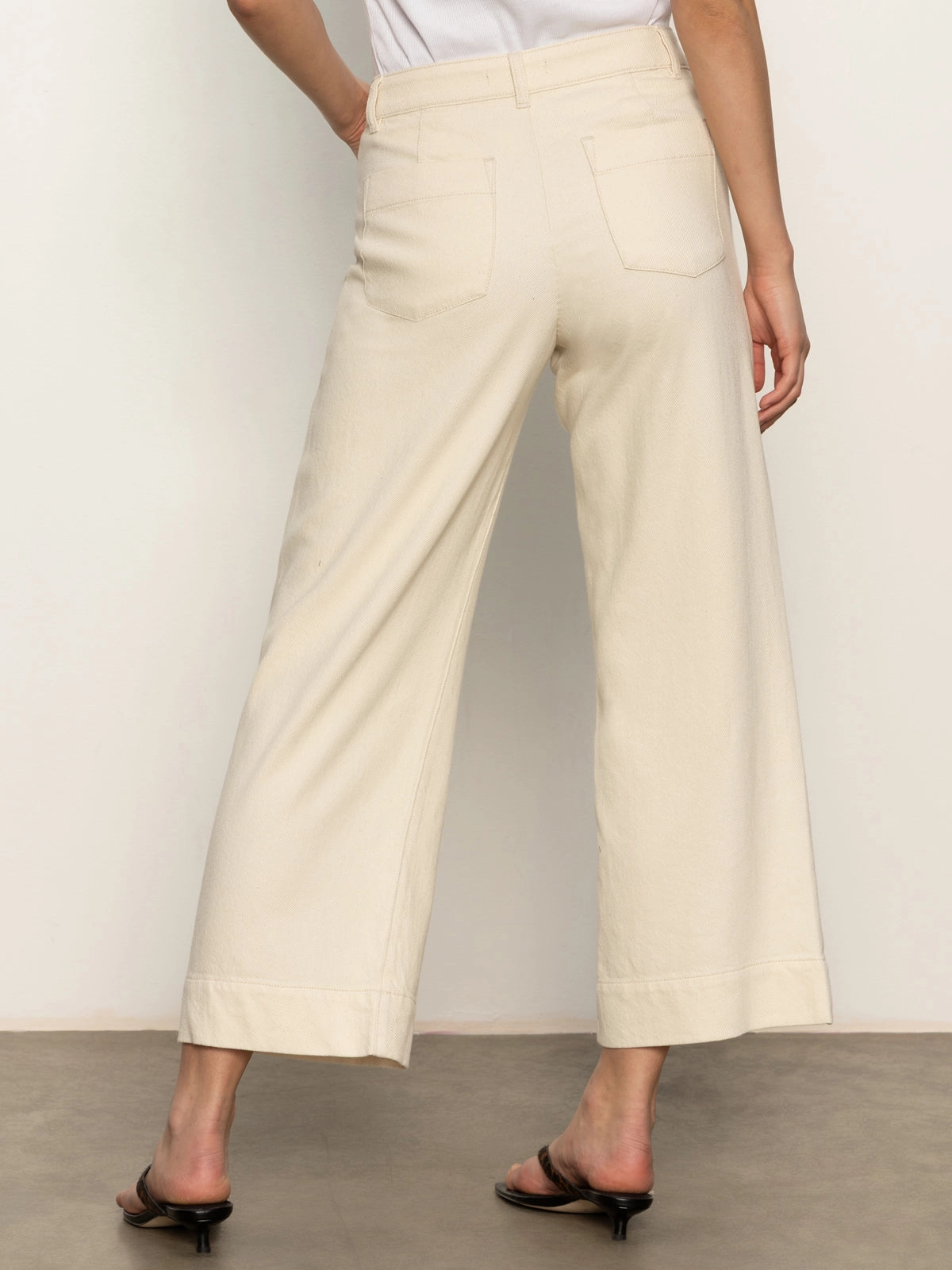 Frayed Soft Marine Wide Leg Standard Rise Crop Pant Macrame