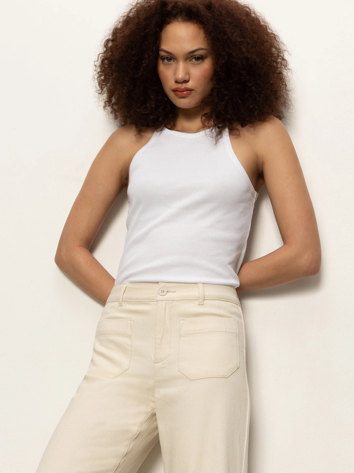 Frayed Soft Marine Wide Leg Standard Rise Crop Pant Macrame