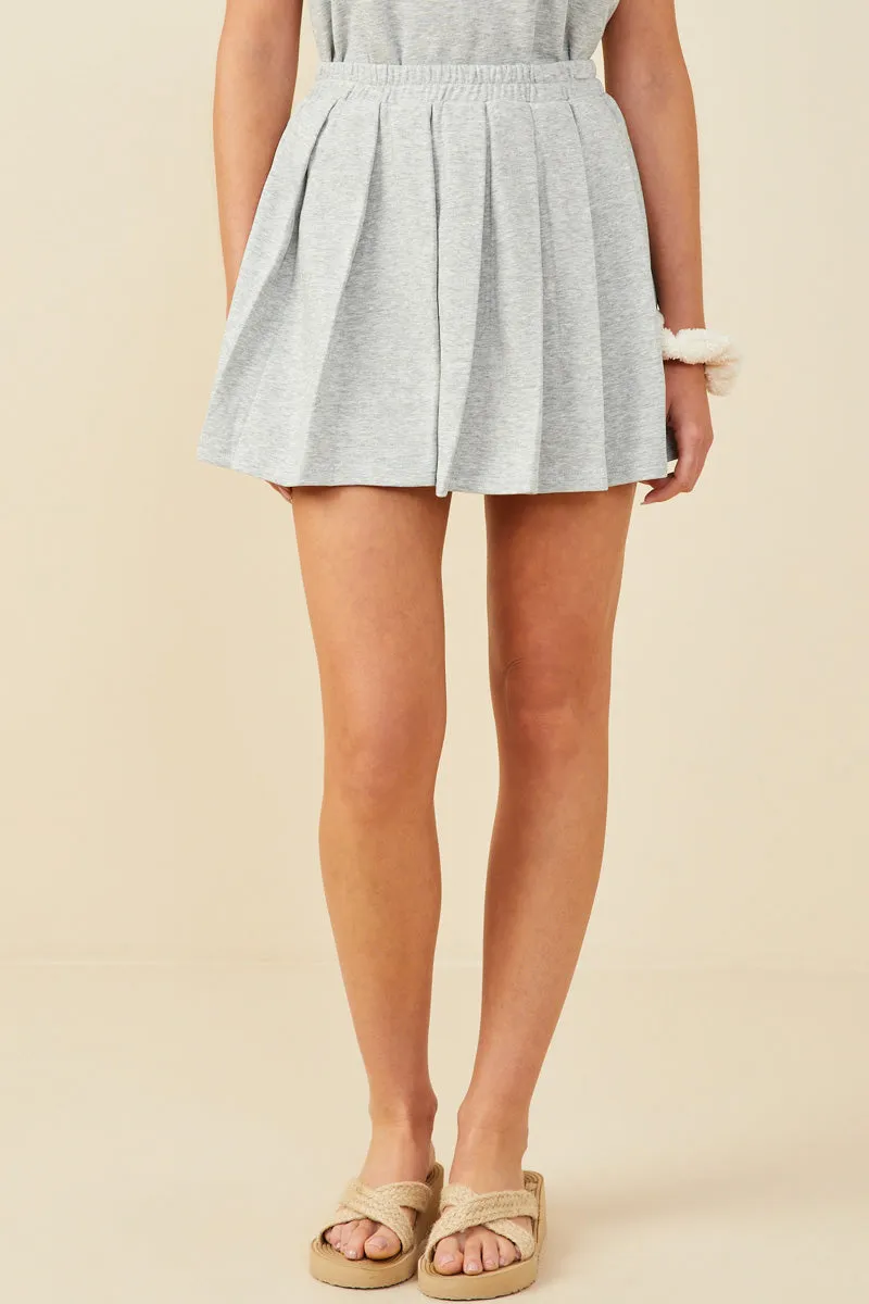 French Terry Elastic Waist Pleated Knit Skirt Polyester fabric