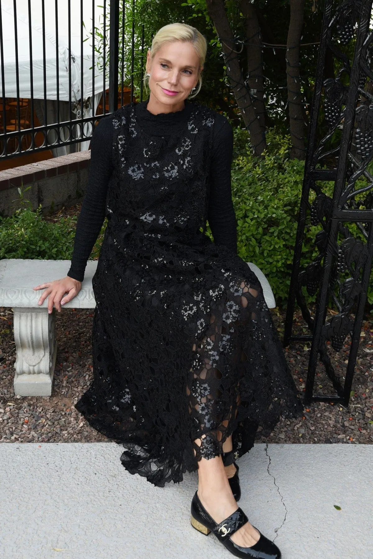 Fresh Pulse Embroidered Lace Shine Maxi Skirt