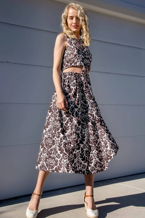 Subtle Mood Brown Motif Wrap Skirt