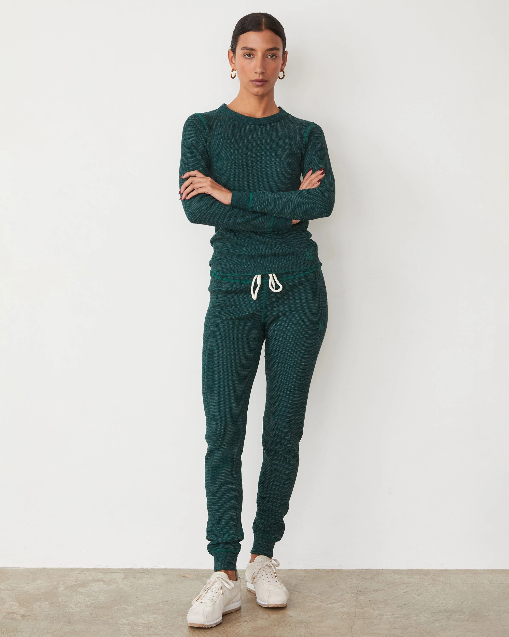 Fresh Styles Cozy Heather Thermal Cuff Sweat