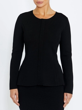 Sleek Outerwear Trinity Black Knit Jacket