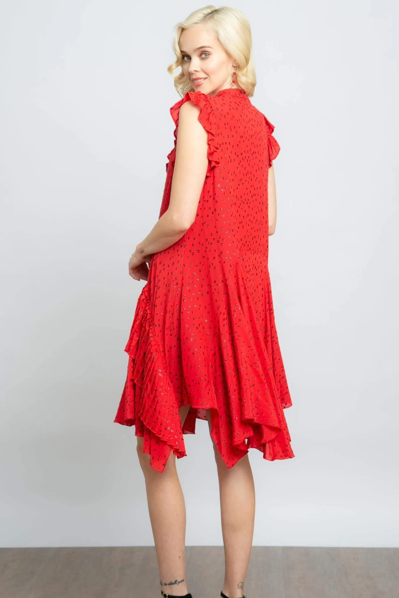 Fringe Hem Masel Dress - Valentine Dot