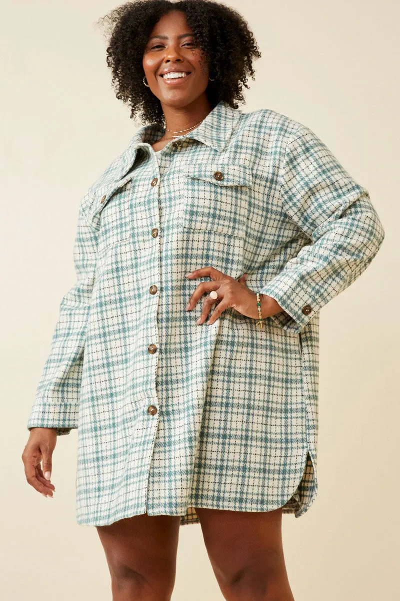 Chill Proof Style Sleek Comfort Front Pocket Long Line Flannel Shirt Jacket