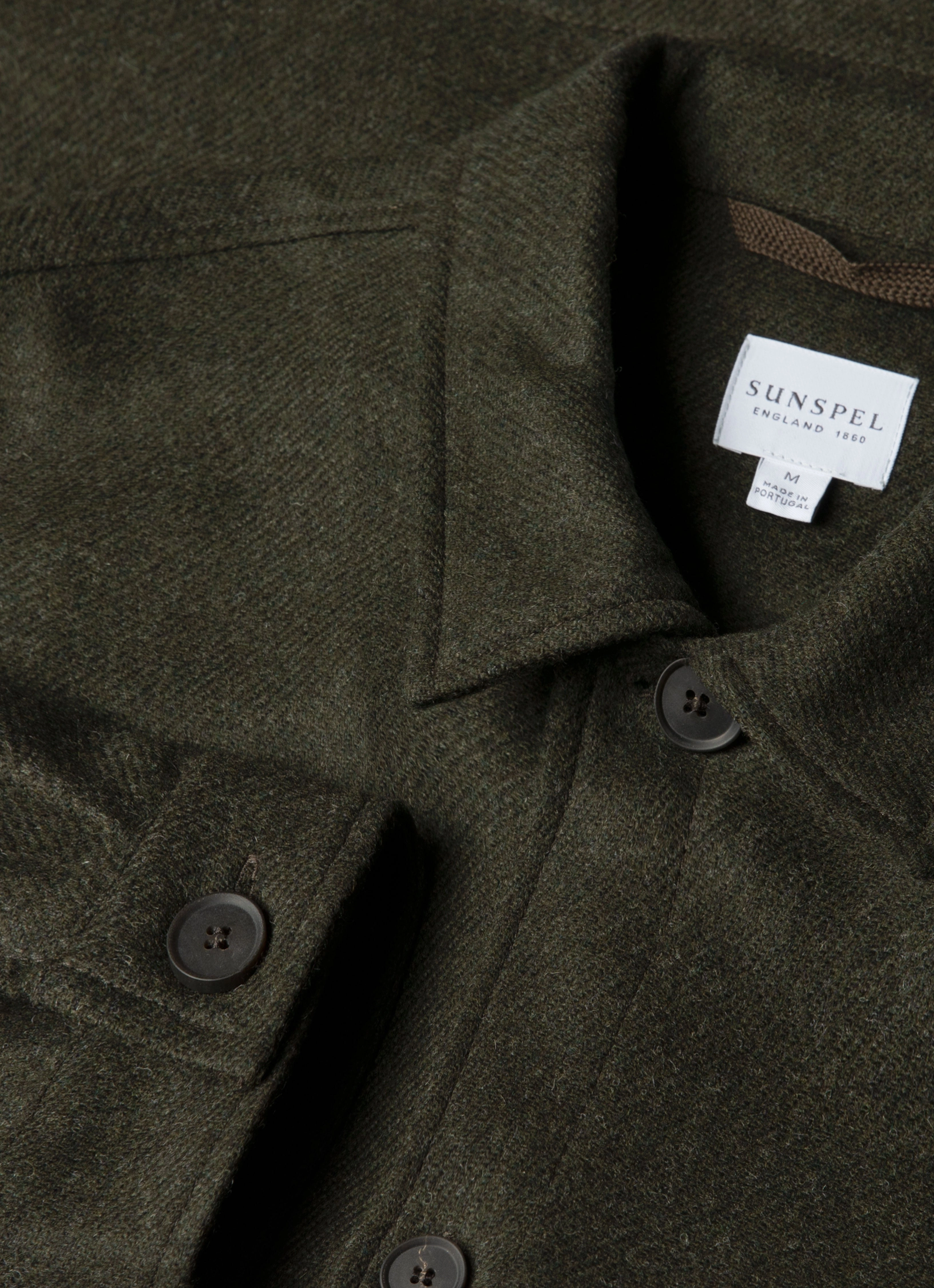 Functional Draping Men's Wool Twin Pocket Jacket in Drill Green