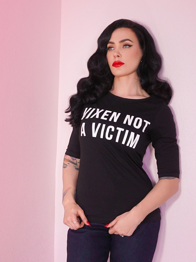 Functional Top Vixen Not A Victim T-shirt- Vixen by Micheline Pitt