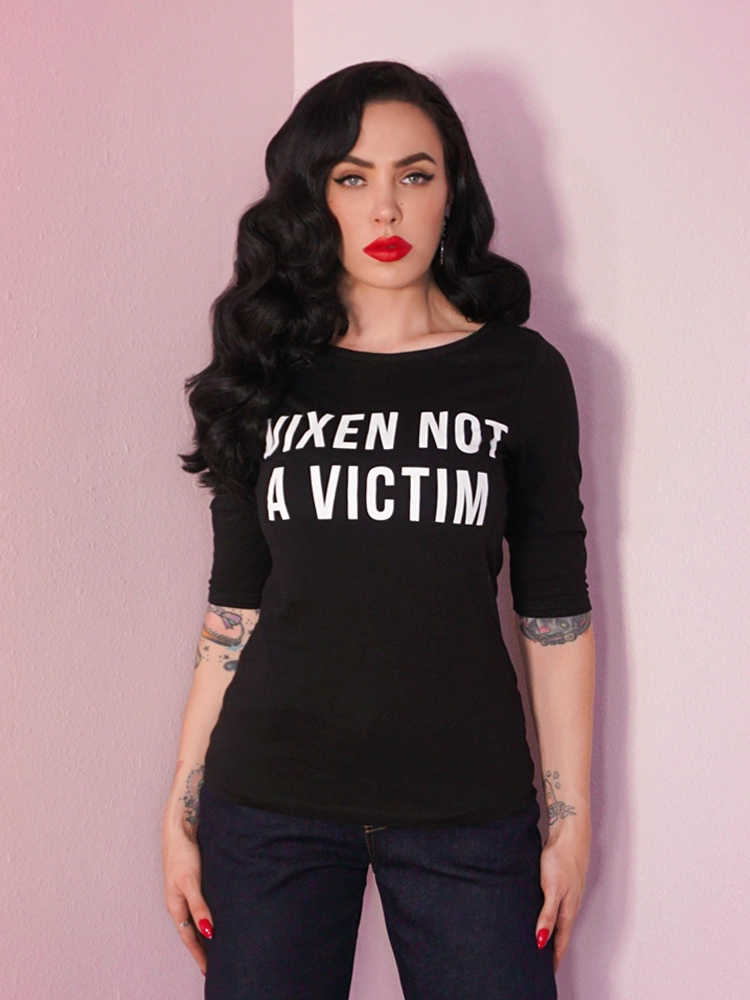 Functional Top Vixen Not A Victim T-shirt- Vixen by Micheline Pitt