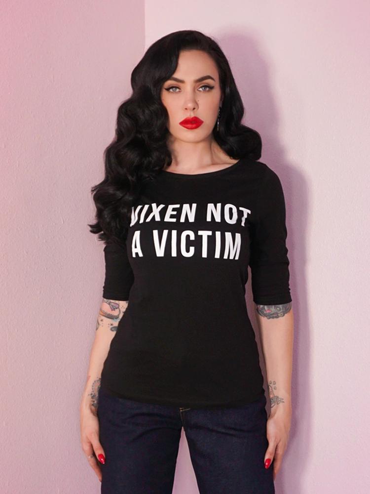 Functional Top Vixen Not A Victim T-shirt- Vixen by Micheline Pitt