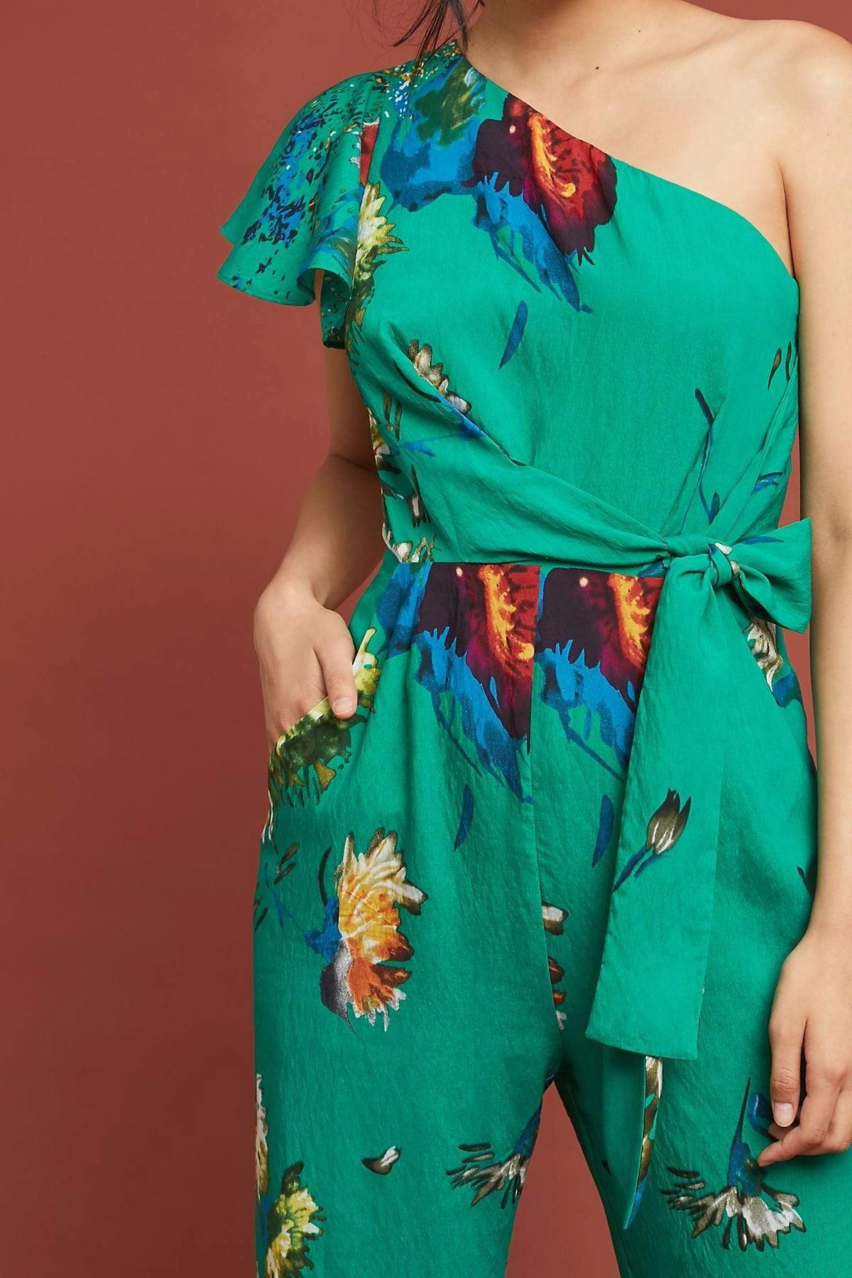 Garden One-Shoulder Jumpsuit Fine Outline