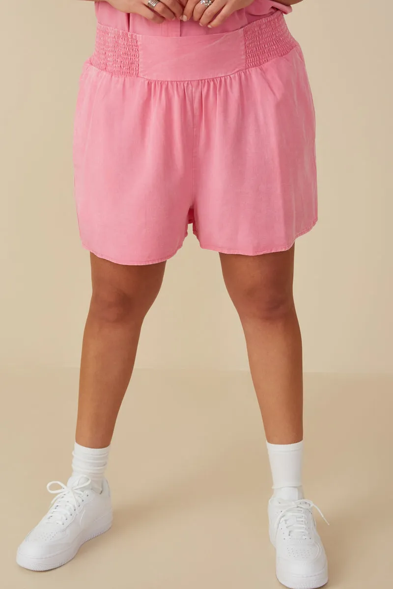 Garment Dyed Smock Detail Shorts Loose Fit