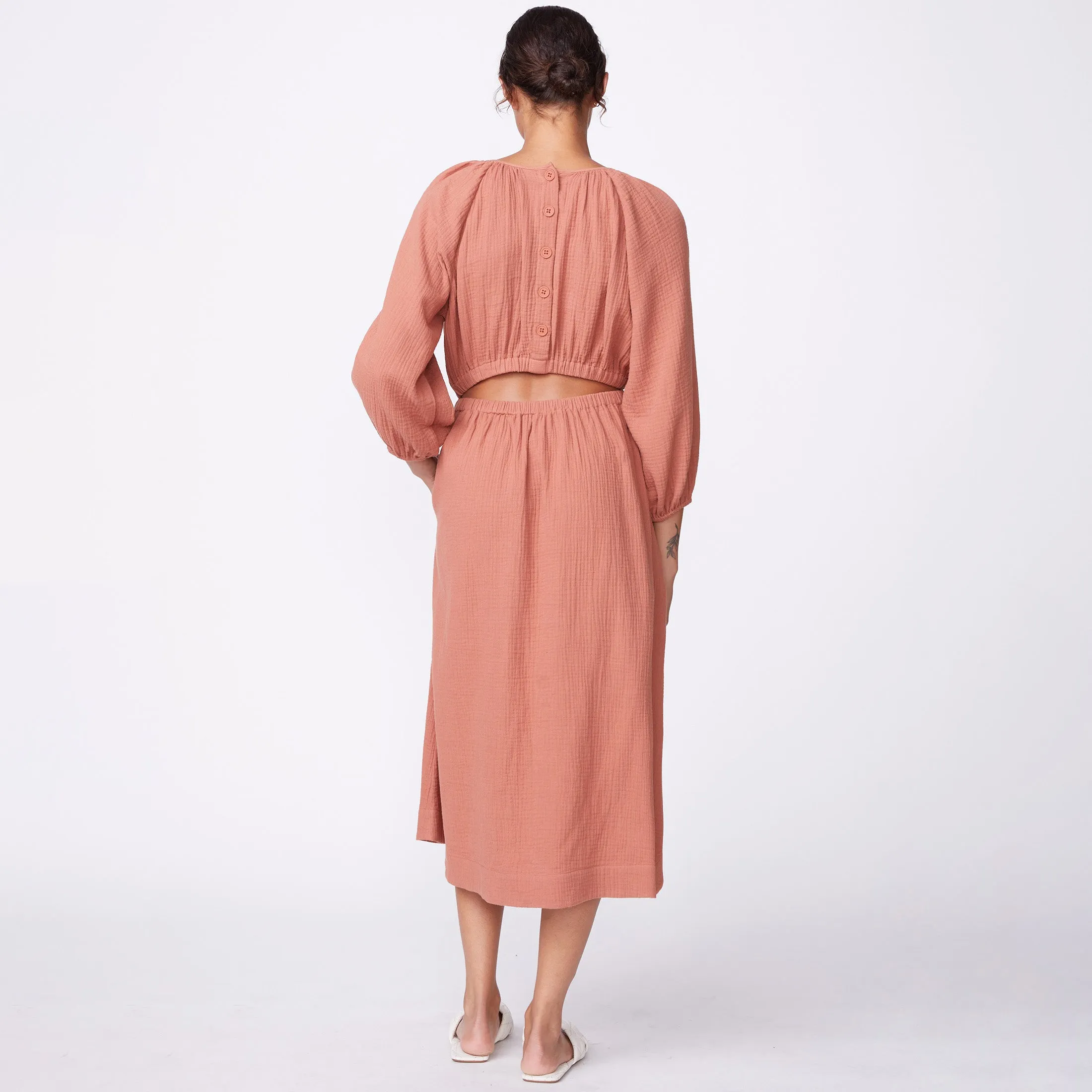 Gauze Open Back Dress Professional Cut