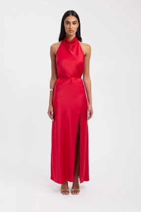 Palermo Halter Maxi Dress wrap waist Chic Ensemble