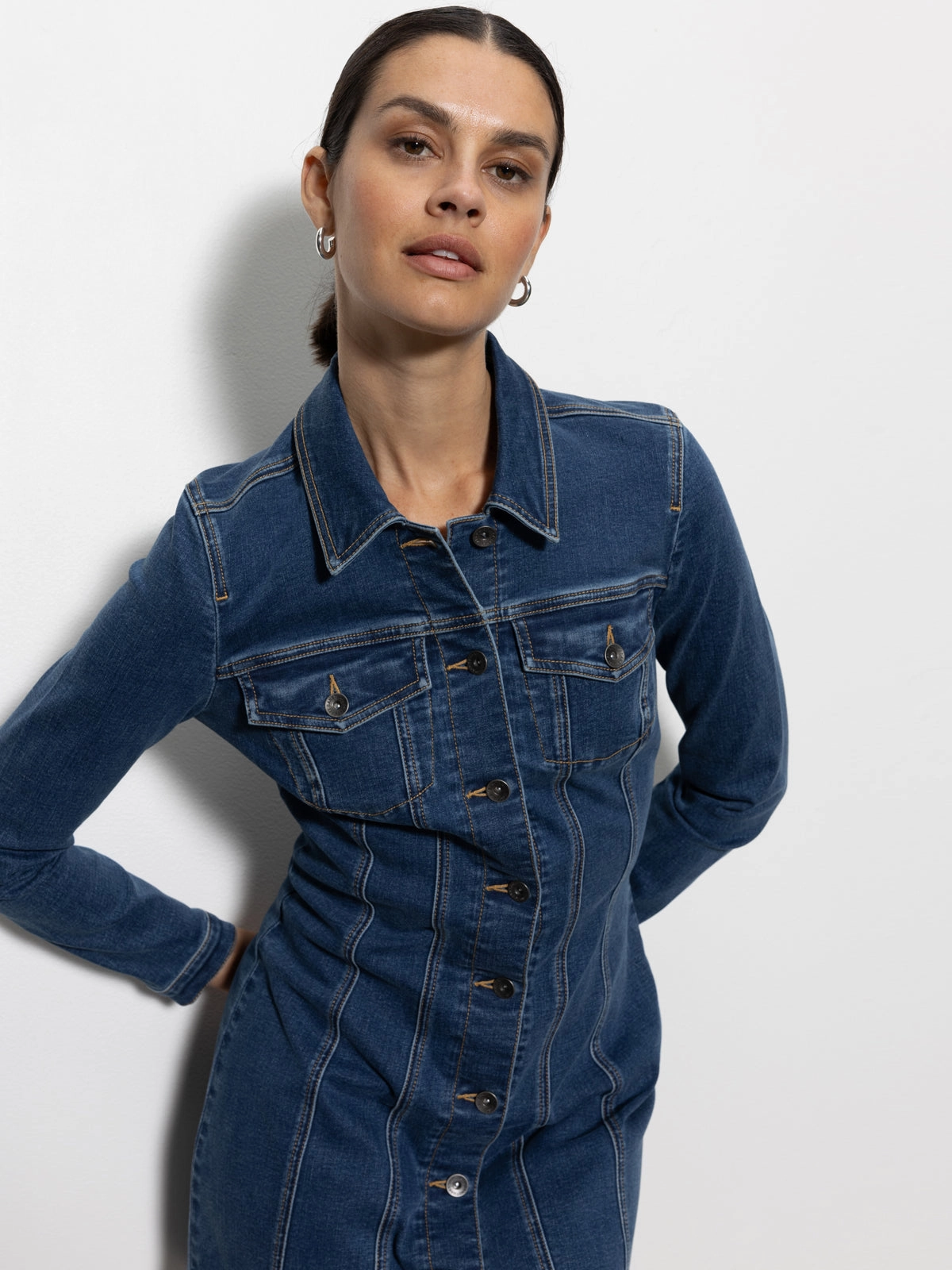 Glamorous look Sculpted Denim Mini Dress Royalty
