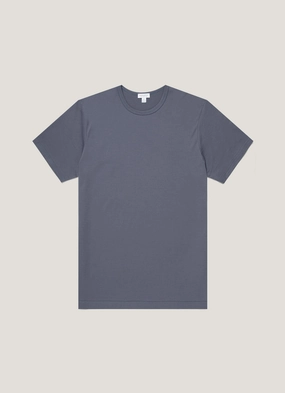 Men's Classic T-shirt in Slate Blue Smart Travel Look Fashion Outfit Style