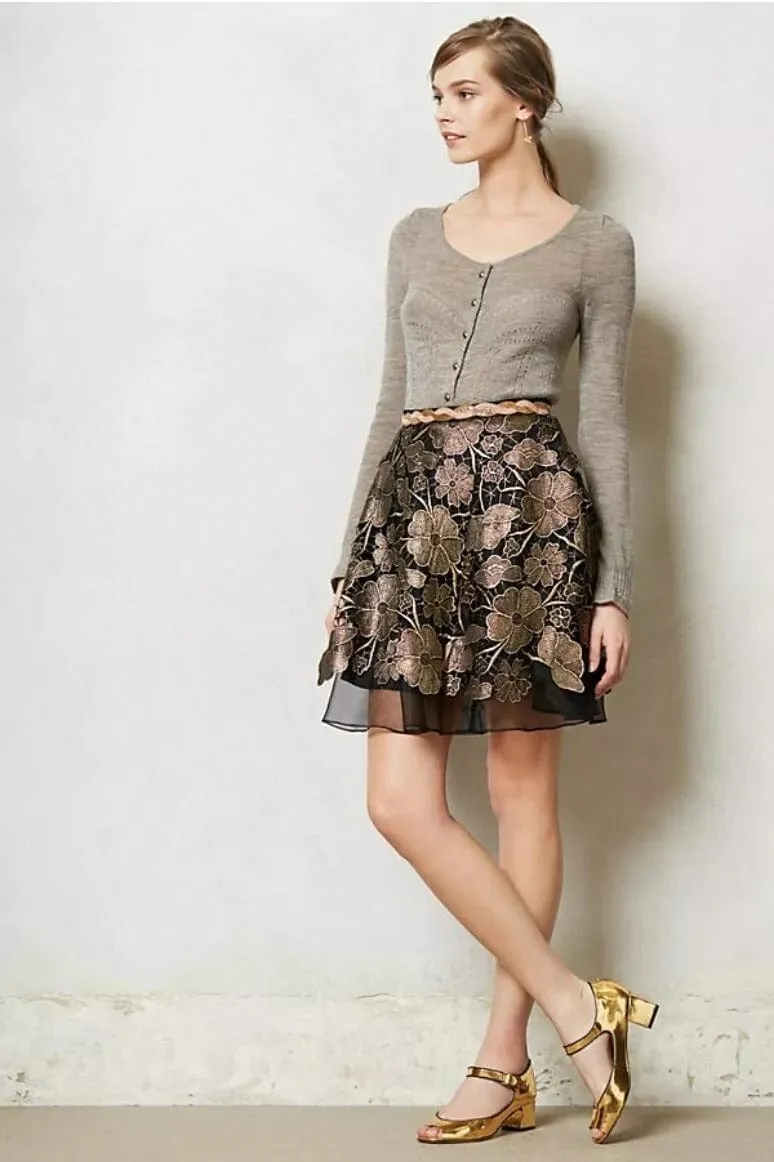 Golden Black Lace Mini Skirt Breezy Mood
