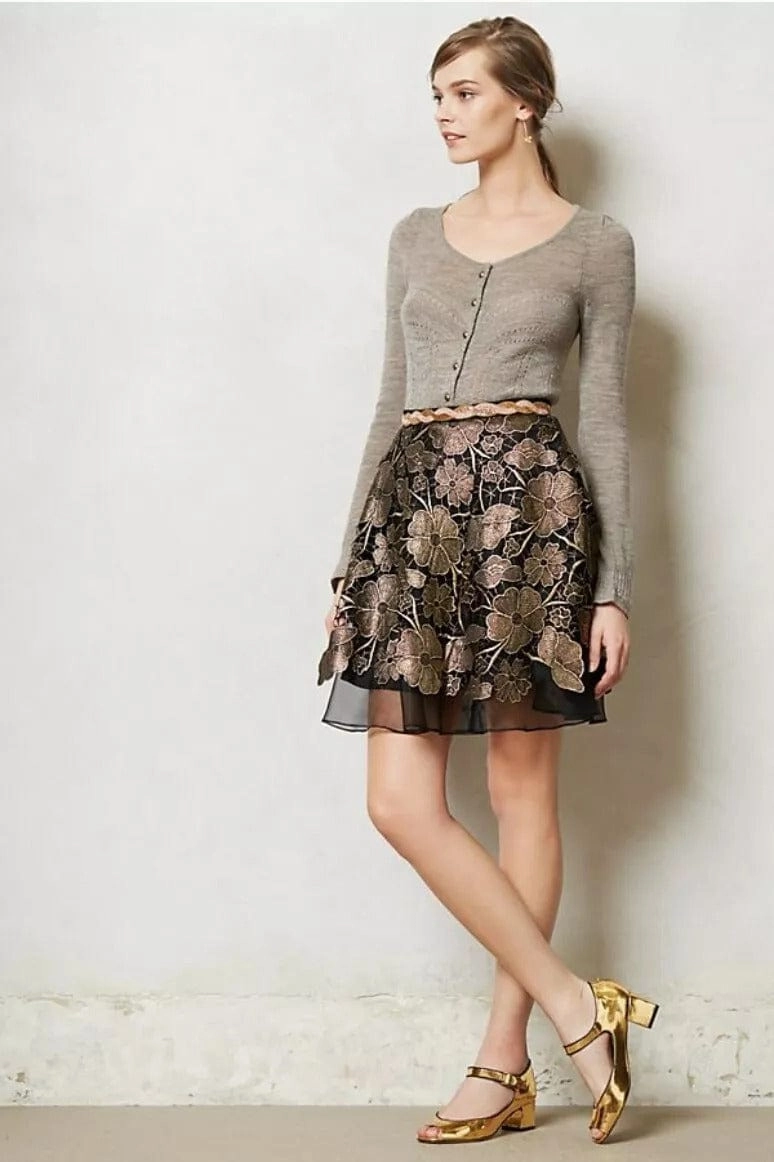 Golden Black Lace Mini Skirt Breezy Mood