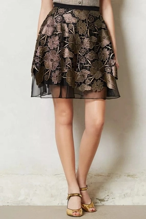 Outfit Lineup Pastel Colors Golden Black Lace Mini Skirt