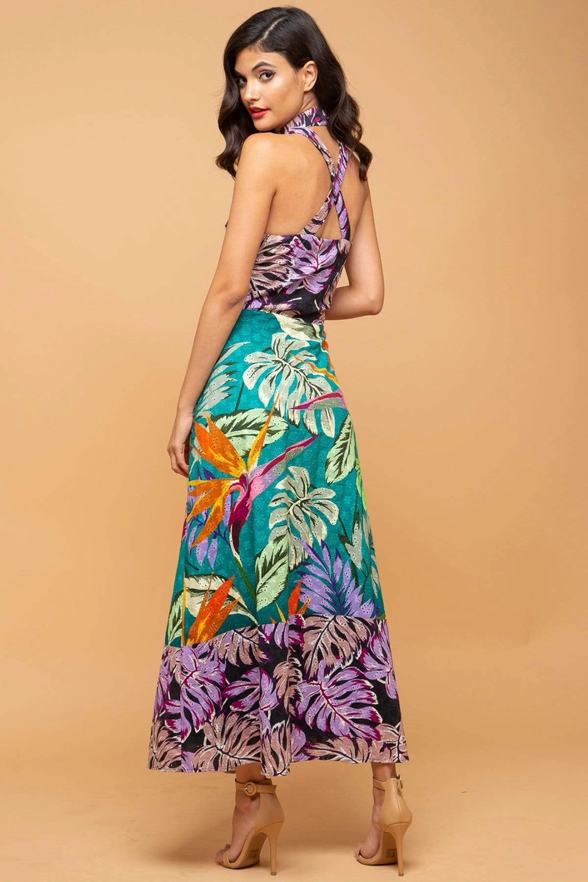 Graceful Attire Sabine Dress  - Purple Palm