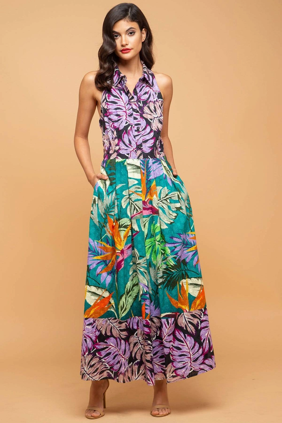 Graceful Attire Sabine Dress  - Purple Palm