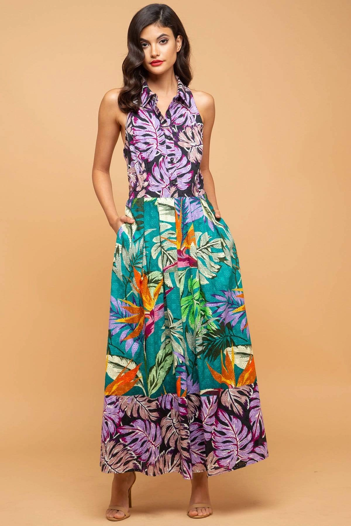 Graceful Attire Sabine Dress  - Purple Palm