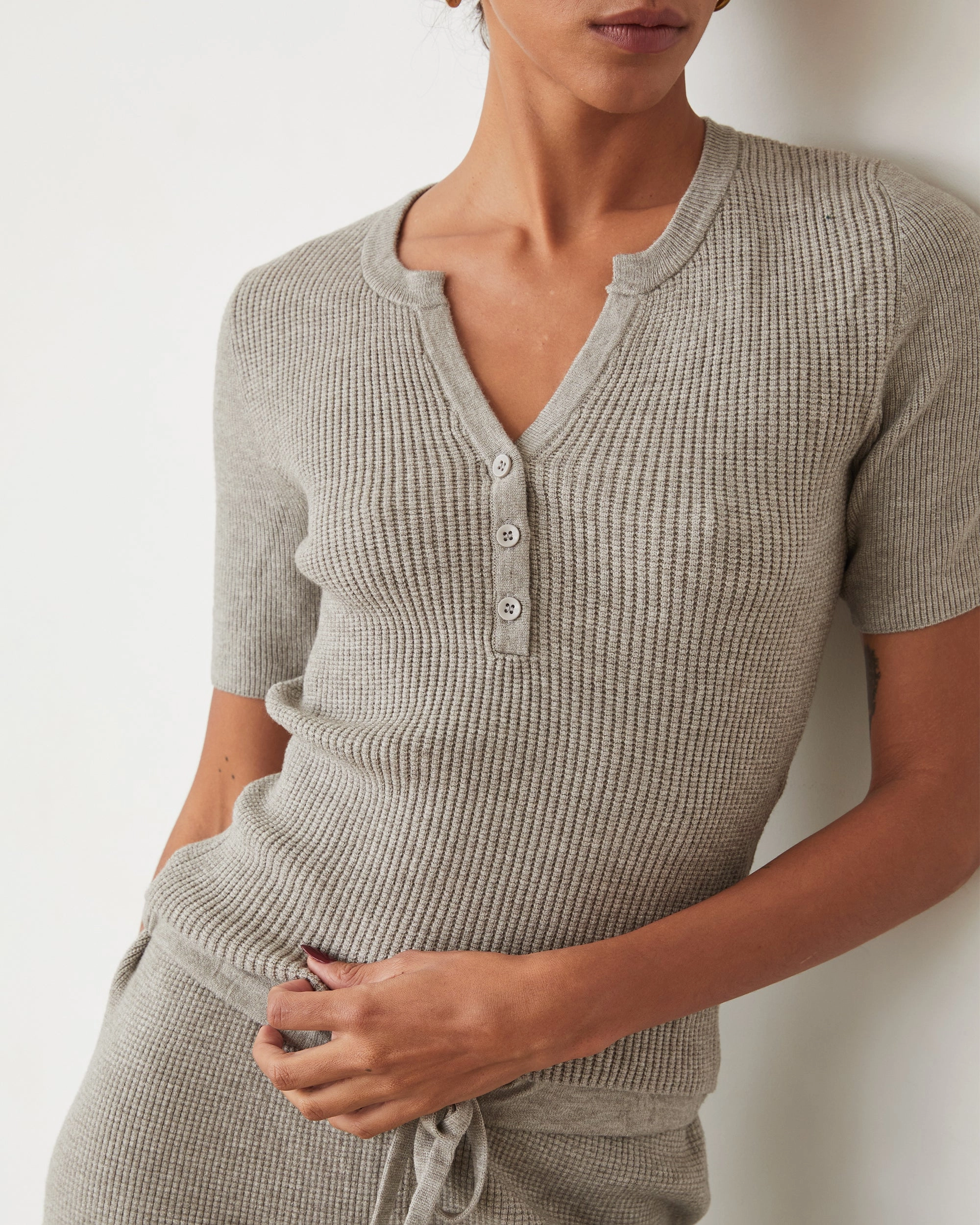 Great Fit Softknit Rib Waffle Henley