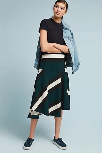 Green Sporty Stripe Skirt Sleek Essential