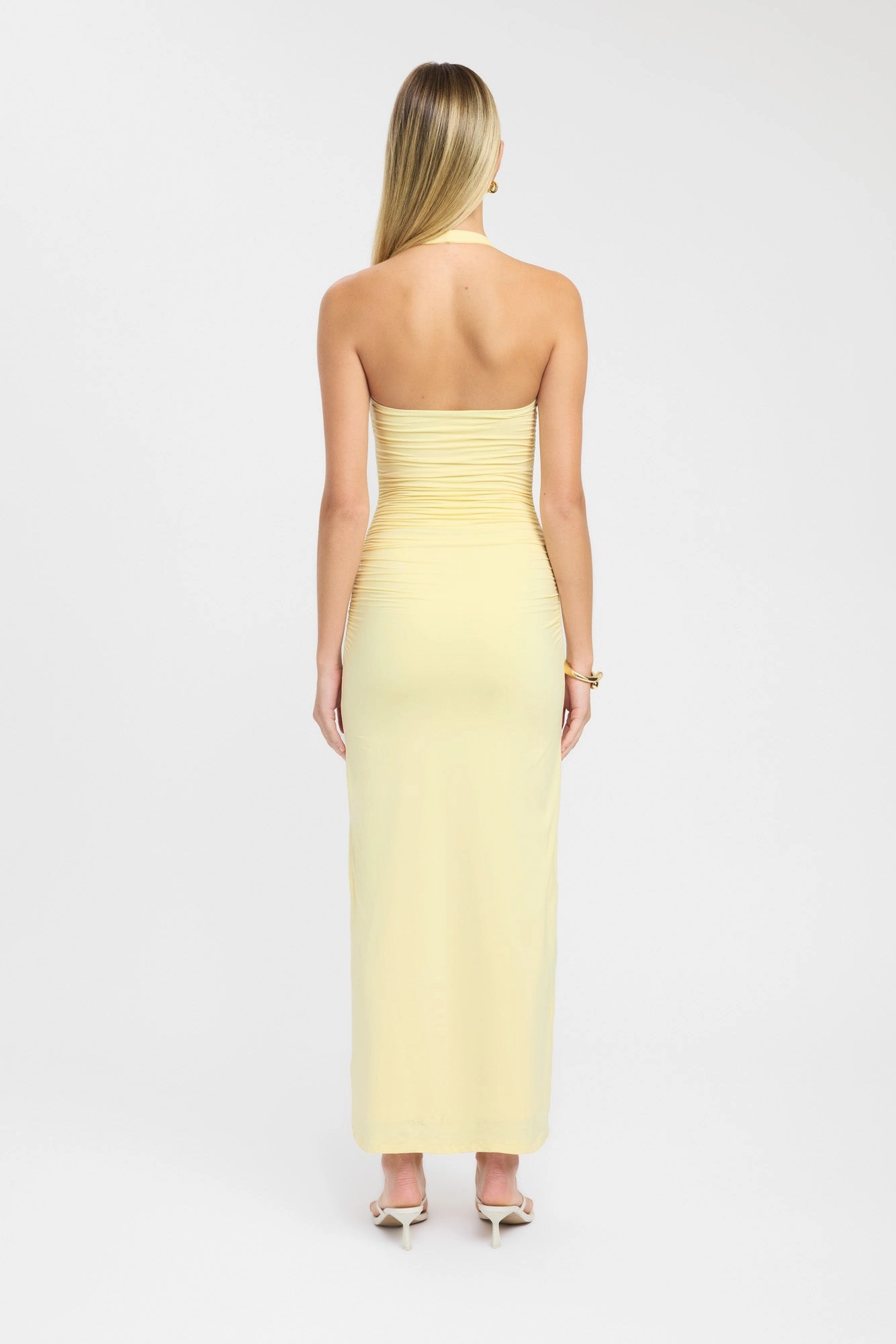 Hailey Halter Dress Shiny Satin