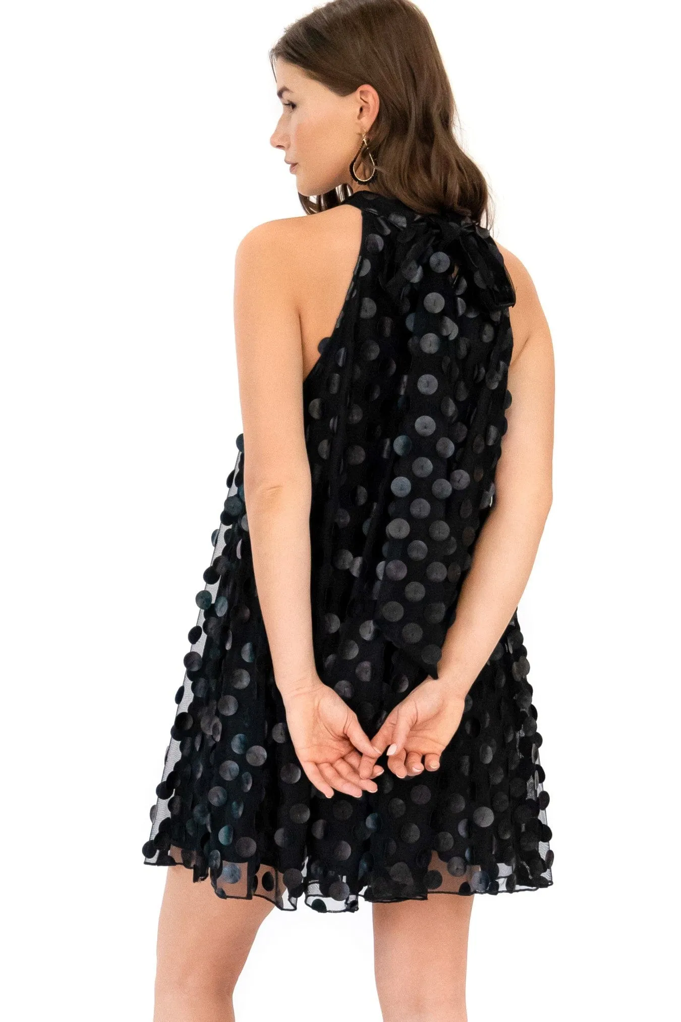 Halter Swing Mini Dress - Black Leather Payette Street Style