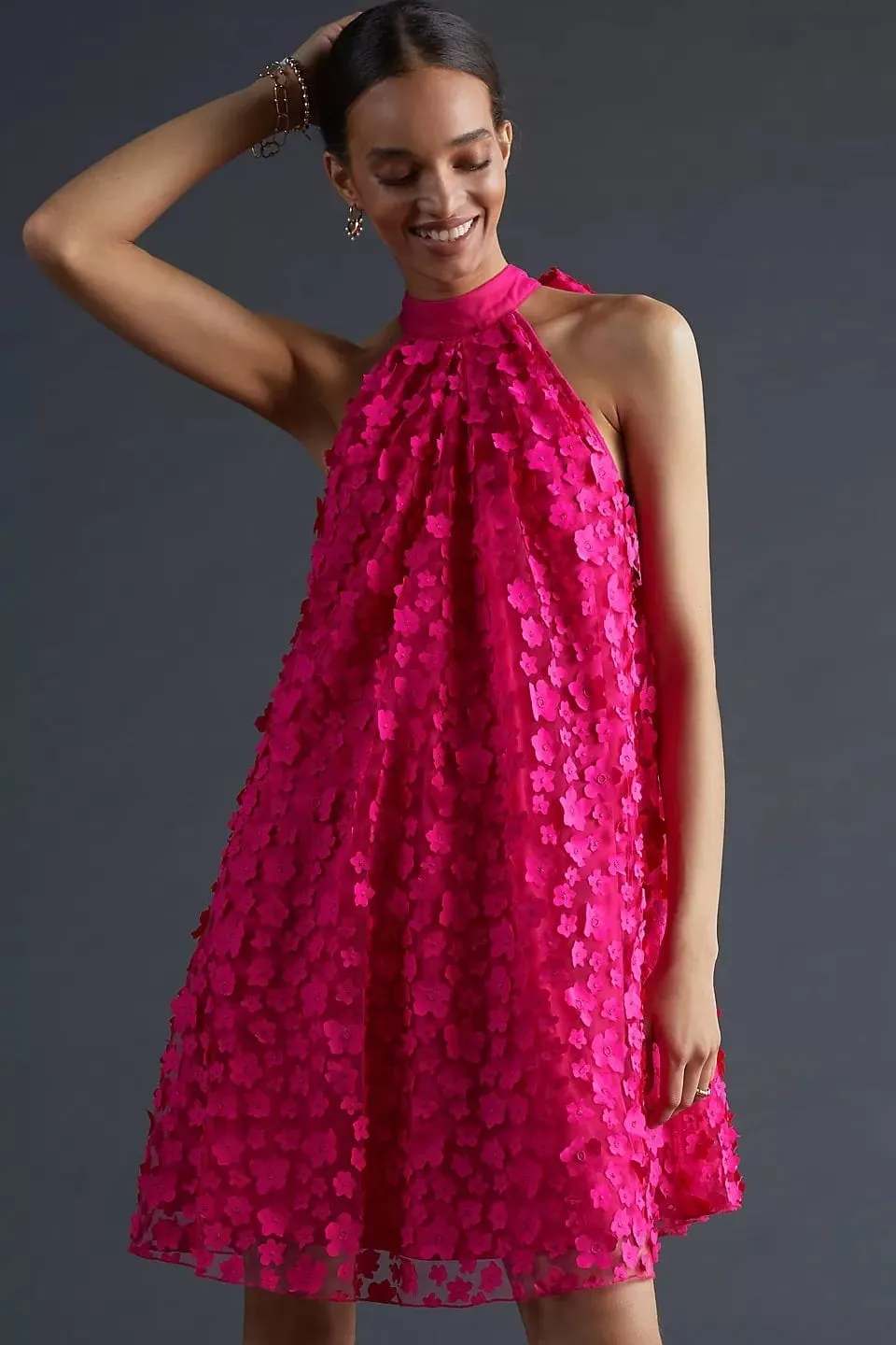 Halter Swing Mini Dress - Orchid Petal Soft Detail