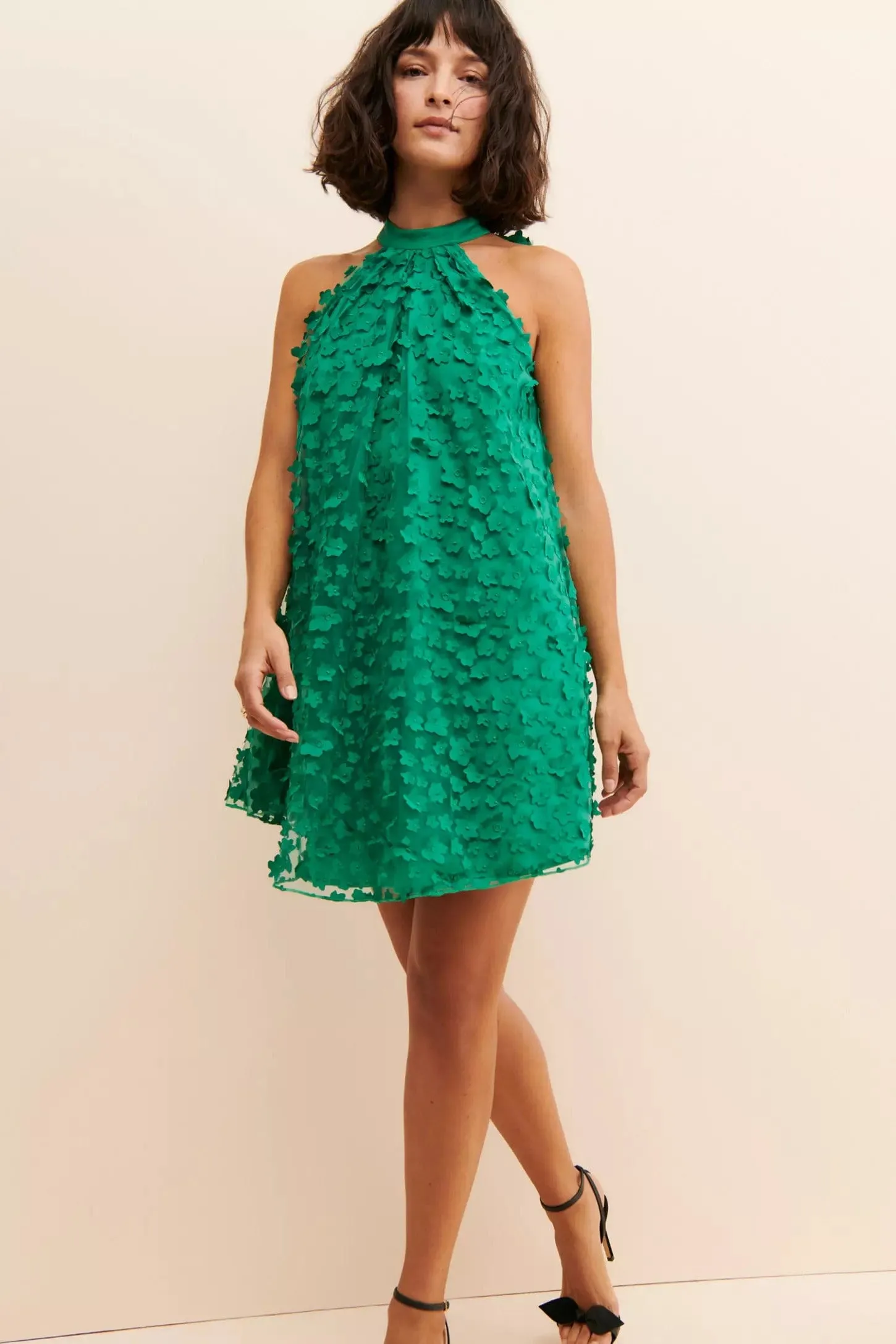 Halter Swing Mini Dress - Seaglass Petal Classic Flow