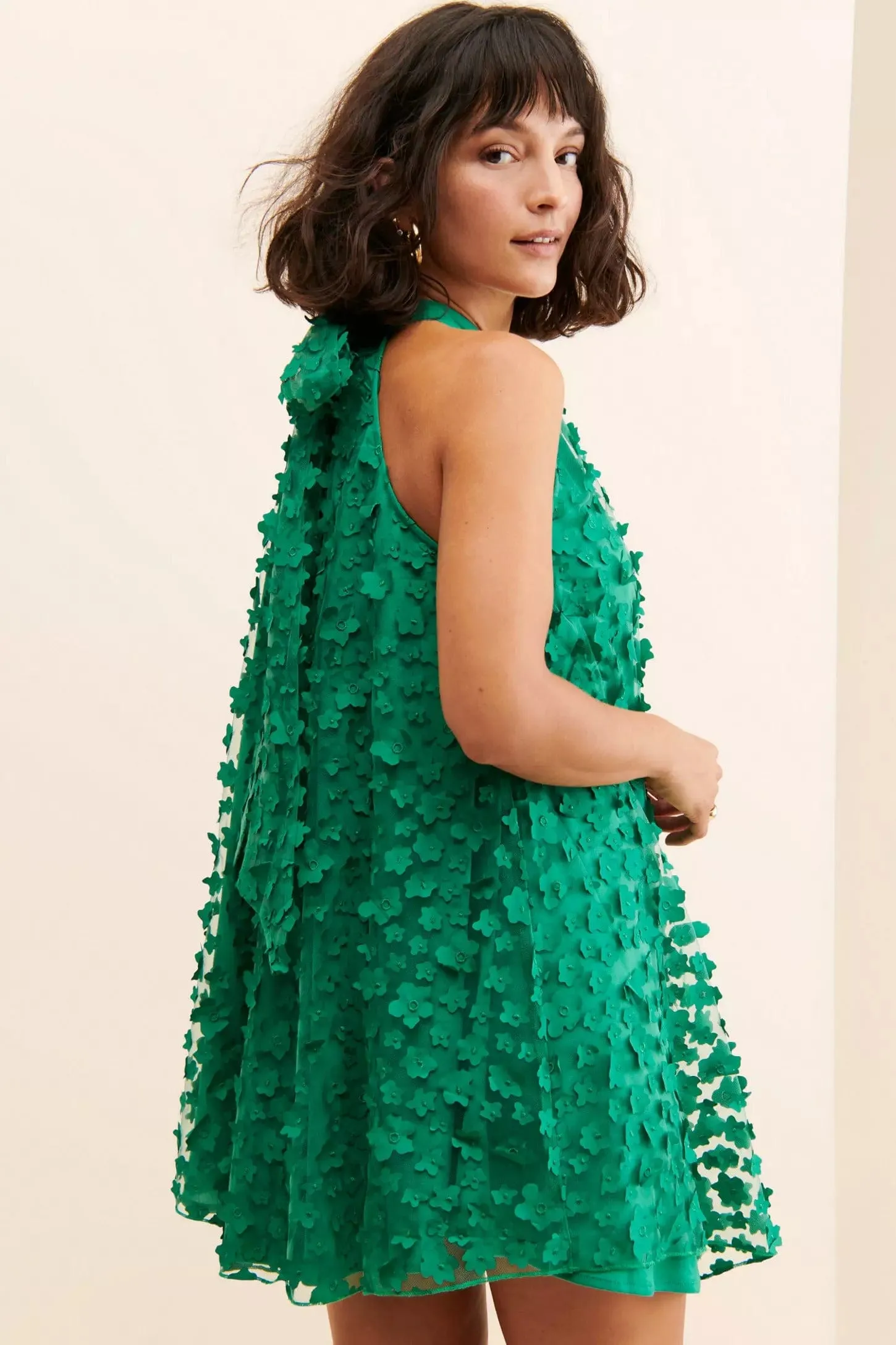 Halter Swing Mini Dress - Seaglass Petal Smart Ensemble