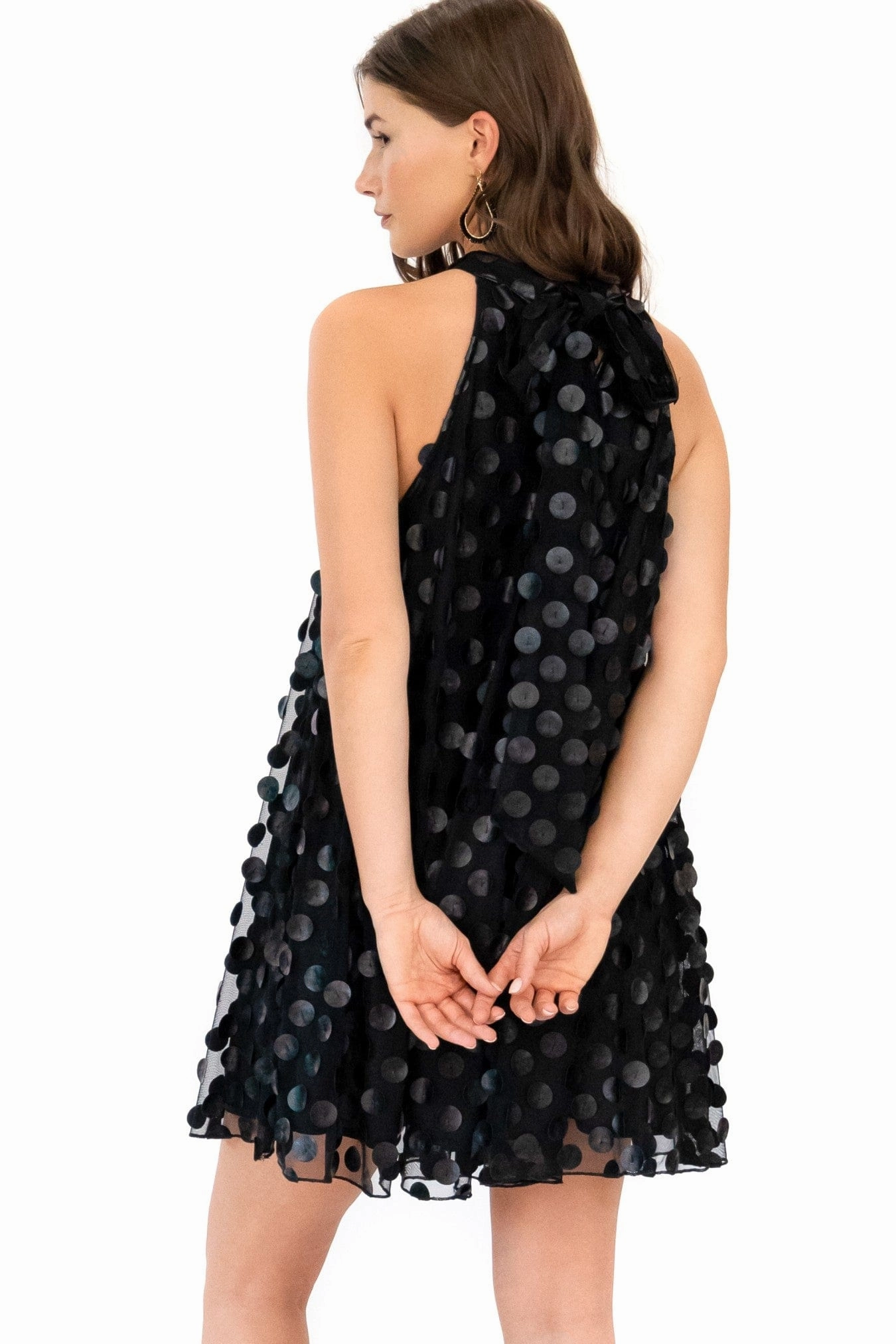 Halter Swing Mini Dress - Black Leather Payette Street Style