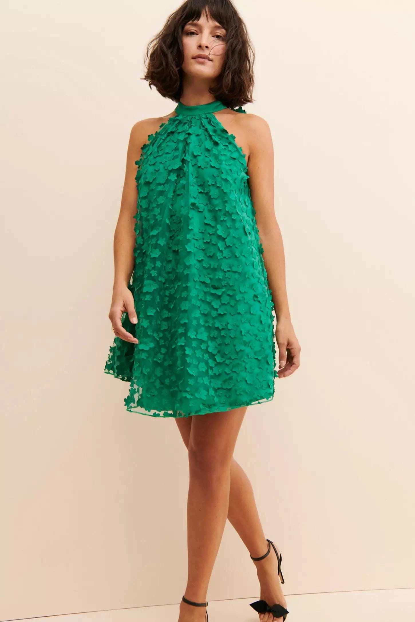 Halter Swing Mini Dress - Seaglass Petal Classic Flow