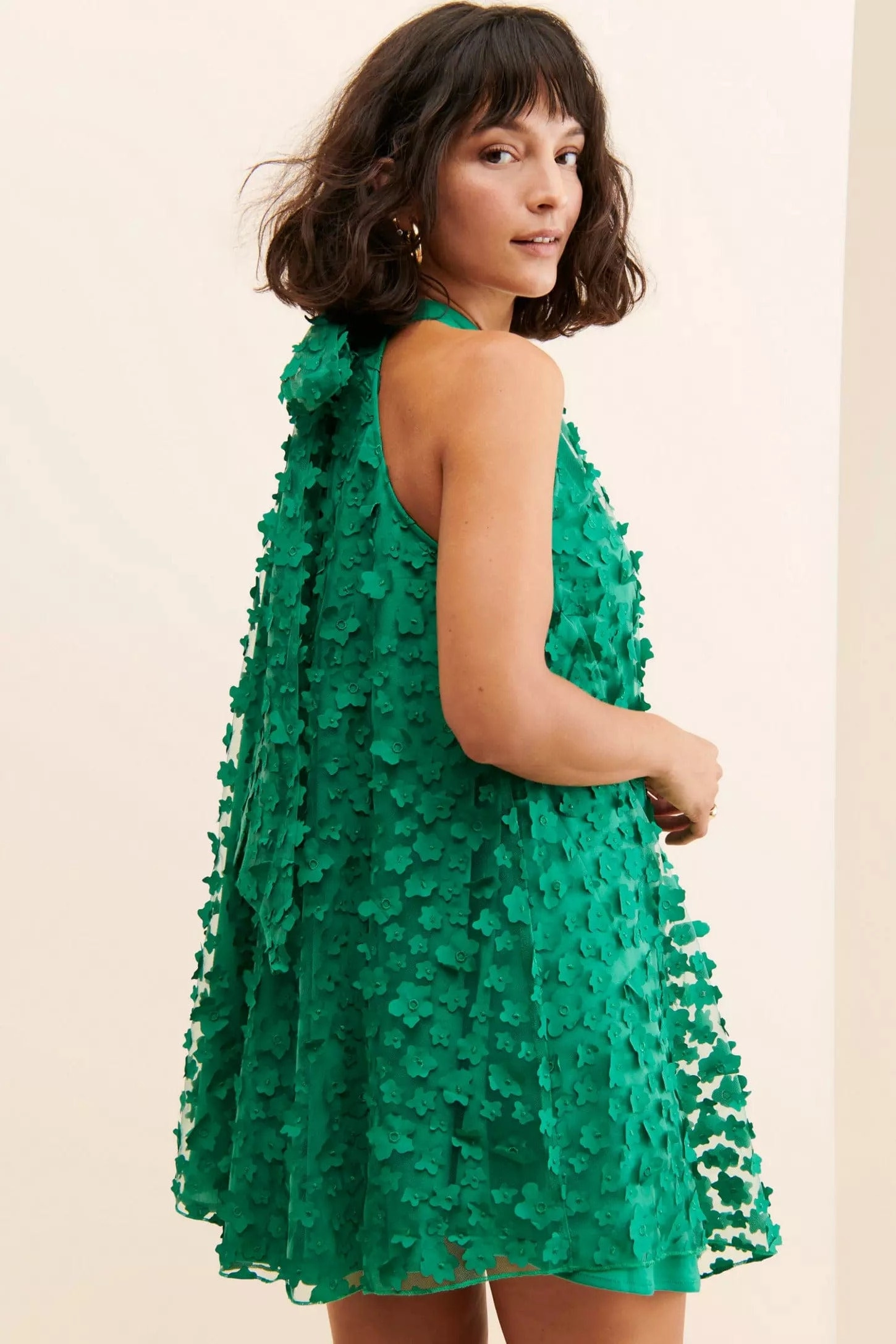 Halter Swing Mini Dress - Seaglass Petal Classic Flow