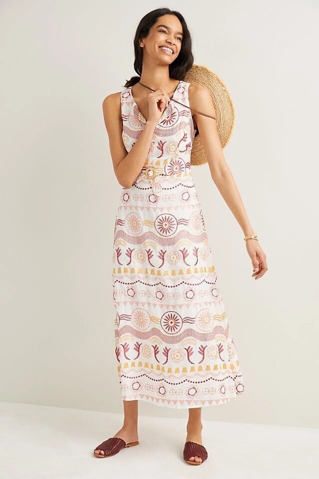Harley Embroidered Maxi Dress - Terracotta Office Ready