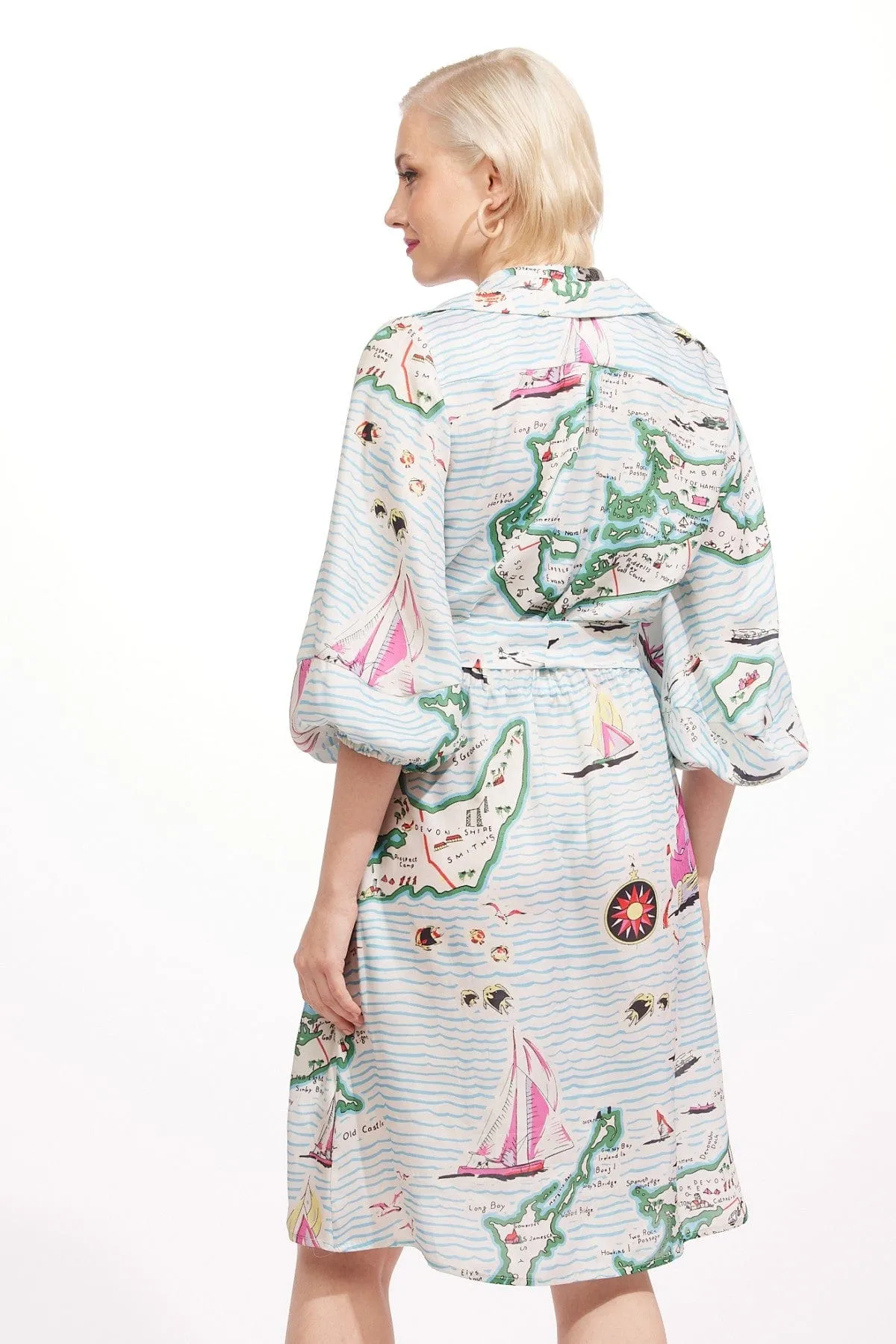 Harper Dress - Sailboats Horn Button