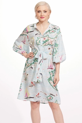 Harper Dress - Sailboats Planet View Elegant knee-length dress