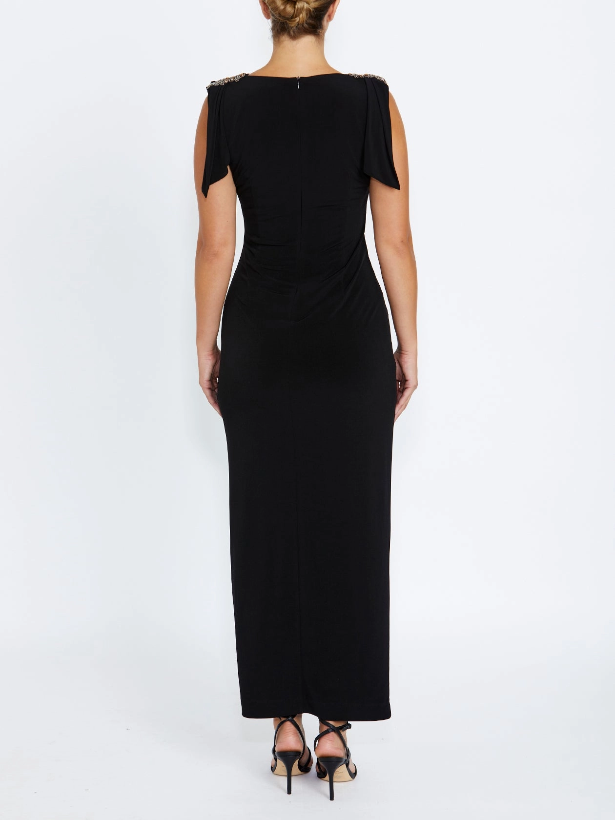 Hebe Black Jersey Gown Solid Style